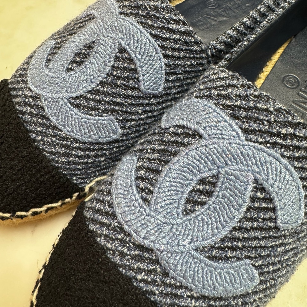 CHANEL 🩵 Espadrilles Blue Canvas size 37 - Picture 3 of 14